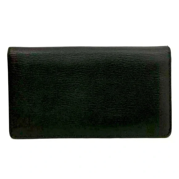 ❌SOLD❌Authentic CHANEL CC Logo Black Leather X Gold Long Wallet W/ Serial Card - Picture 4 of 8